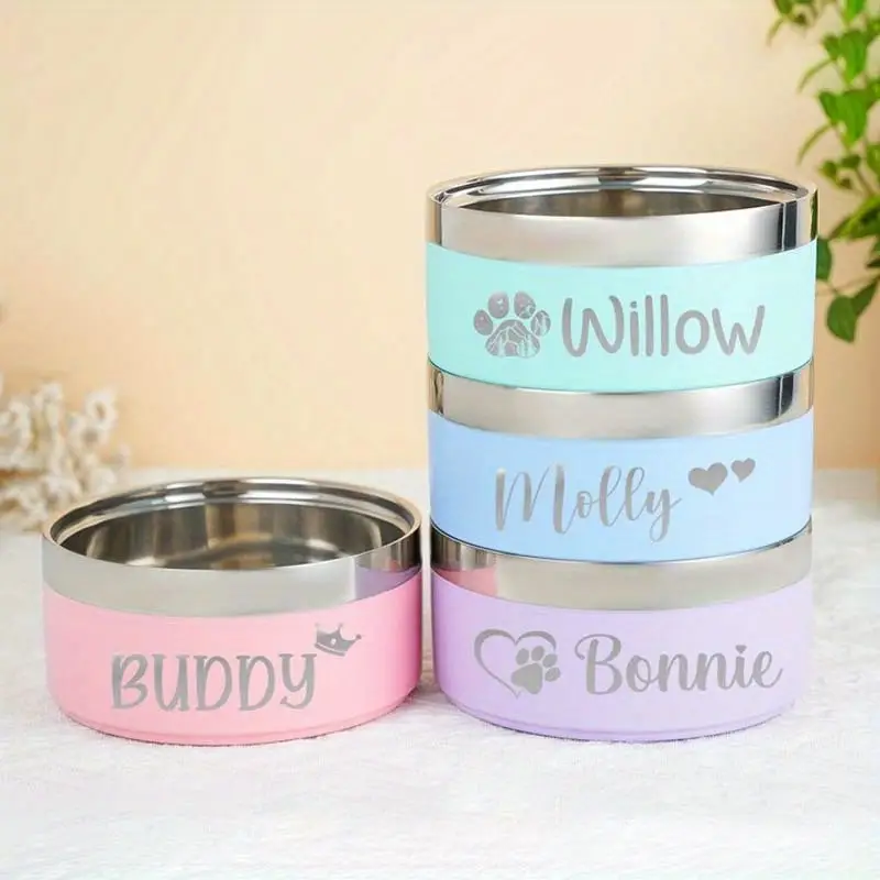 custom engraved double layer stainless bowl personalized laser engraved pet food water dish large capacity for outdoor travel durable stylish gift for pet lovers dog accessories cat feeder stylish feeder material pet owners Product details 0