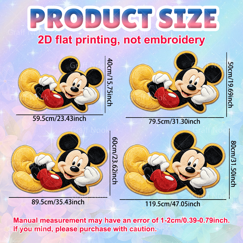 TEMU 1pc Cozy Reclining Classic Mickey Cartoon Pattern Floor Mat For Entrance, Irregular Shaped Carpet, , Non-slip Mat For Living Room, Bedroom,