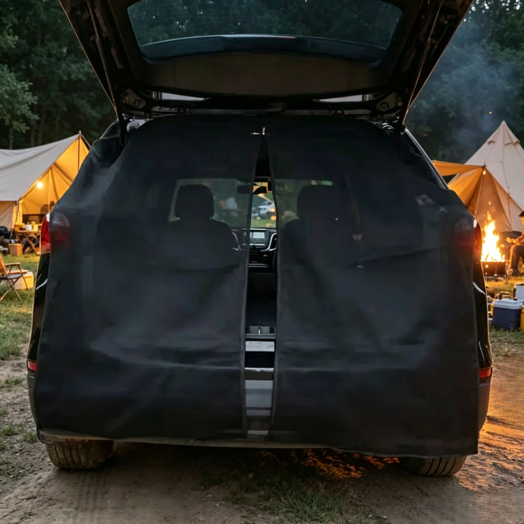 TEMU New Model Car Tailgate Net, Sunshade Mesh For Outdoor Camping, Trunk Insect Protection, Ventilation, Sun Protection, And Privacy