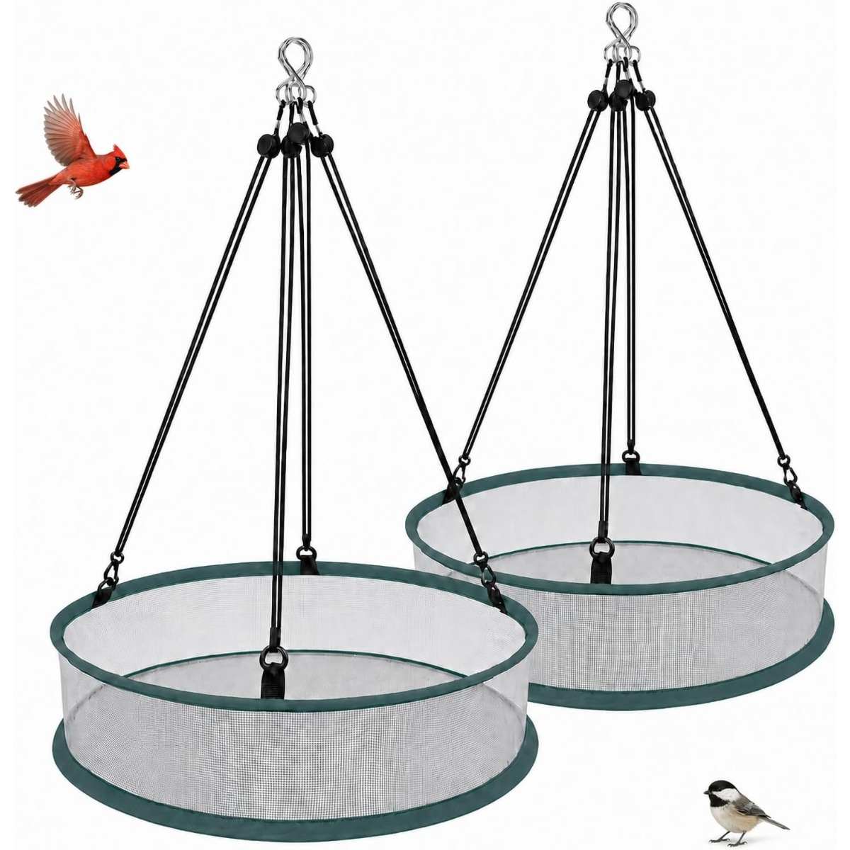 TEMU 50.8 Hanging Bird Seed Catcher Trays, 2-pack | 10.41 Deep Breathable Mesh, Adjustable Hanging Cords, Better Seed, Cleaner Outdoor Spaces, Bird
