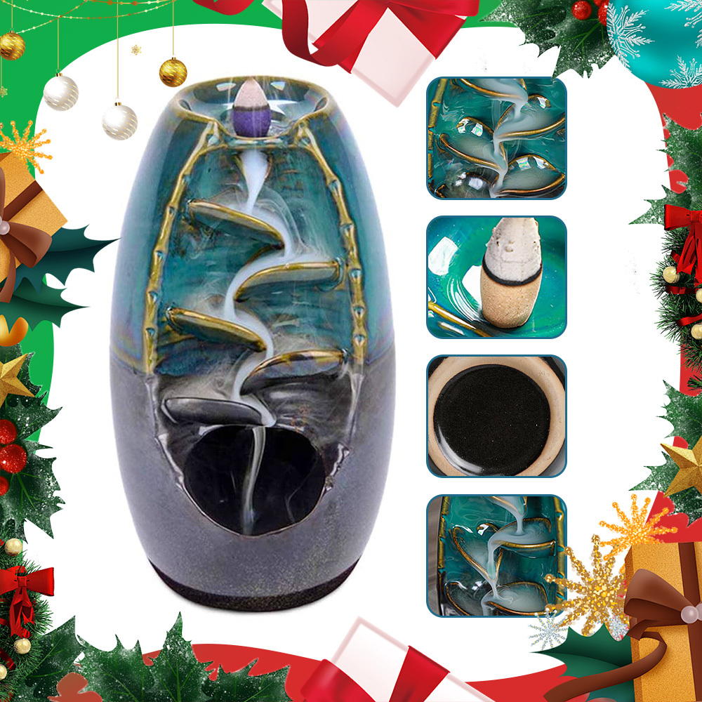 Image of Neu Backflow Incense Holder For - Includes 120 Backflow Incense Cones & 1 Cushion - Blue Model