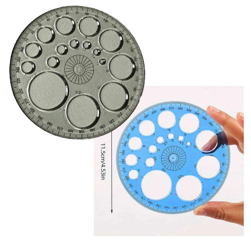 TEMU 2pcs Rapporteur Circulaire Complet, Rapporteurs Colorés, Gabarit d'Artisanat Circulaire, Règle de Gabarit Bleu Transparent, pour la Table en