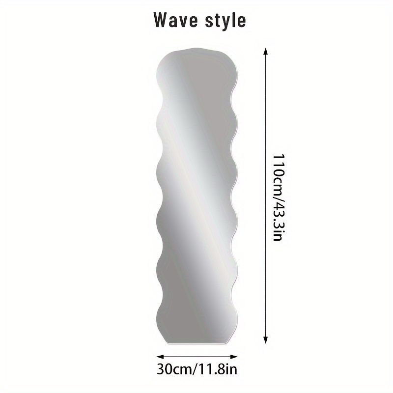 TEMU A Frameless Wavy Acrylic Bathroom Mirror - Scratch-resistant High-definition Vanity Mirror, 11.8 Inches By 43.3 Inches, Suitable For Decorating