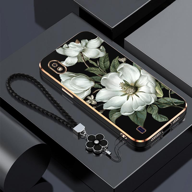 TEMU Elegante custodia per fiori A10 pulita progettata per il Galaxy A10, realizzata in materiale elettroplaccato e resistente agli urti per il