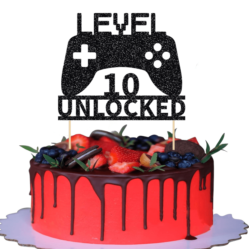 1pc Unlocked Cake Topper, Topper, Game Controller Cake Topper For 10th Birthday Party Decoration