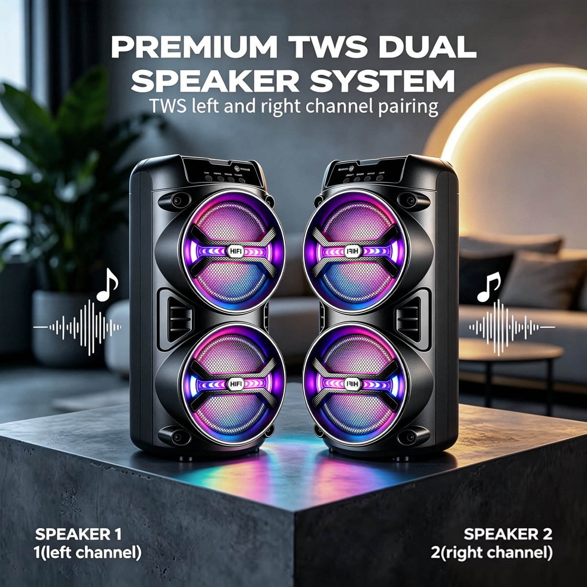 TEMU 8300fm Subwoofer Wireless Speaker, Lightweight And Portable Design, High Dynamic Performance, Studio Recording Equipment, With Rgb Ambient