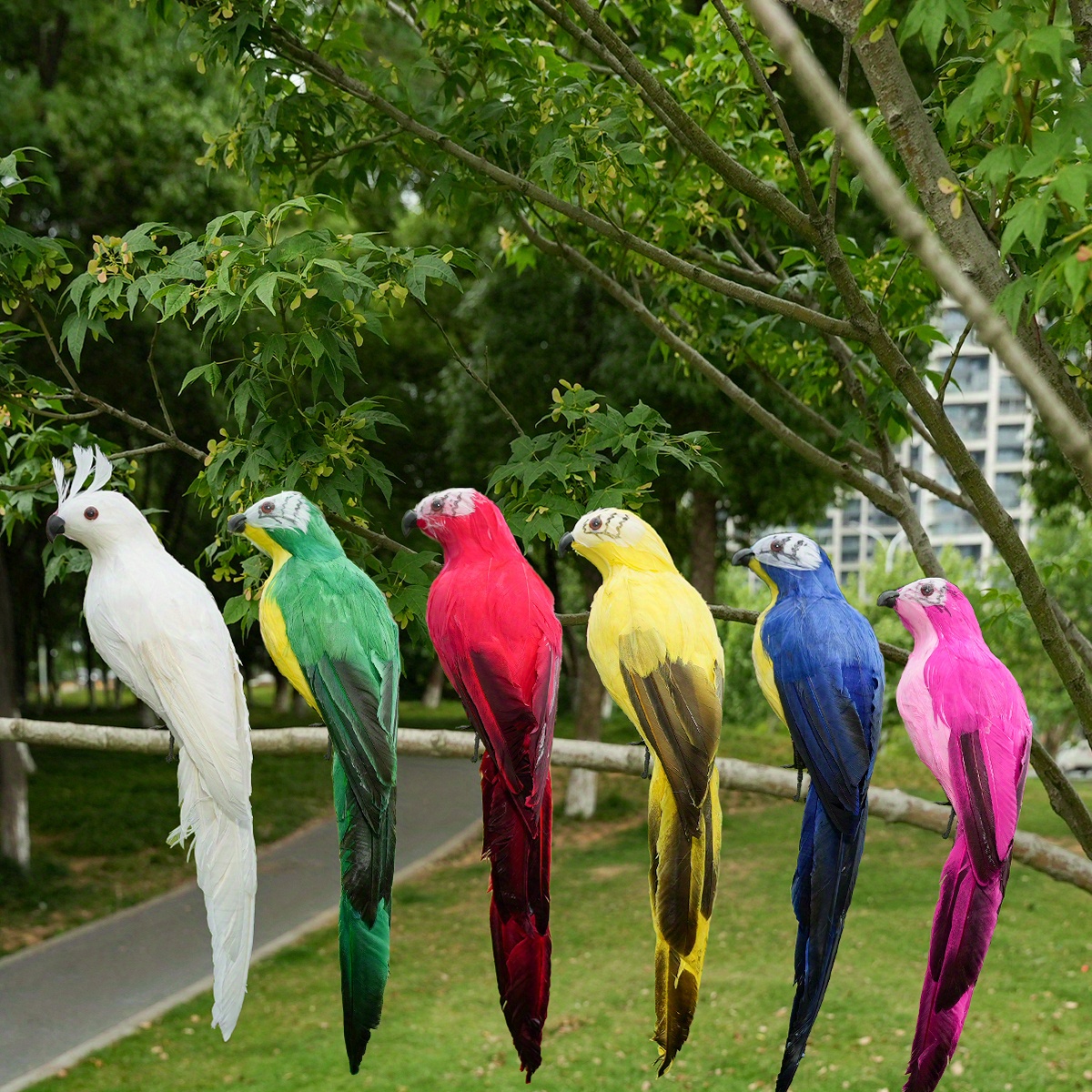 E-shop 6 Stück bunte 9,84/13,78 Zoll künstliche Papageien-Simulation Federn Rasenfigur Tier Vogel Gartendekoration