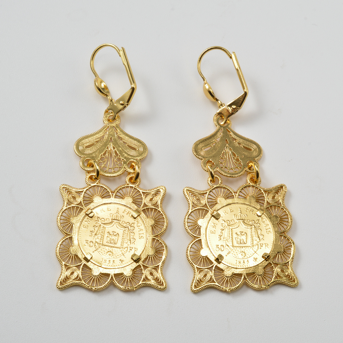 TEMU 1 Paire de Boucles d'Oreilles Pendantes Octogonales d'Étoile à Double Couche en Papillon d'Inspiration Moyen-Orientale de Style Cour, Adaptées