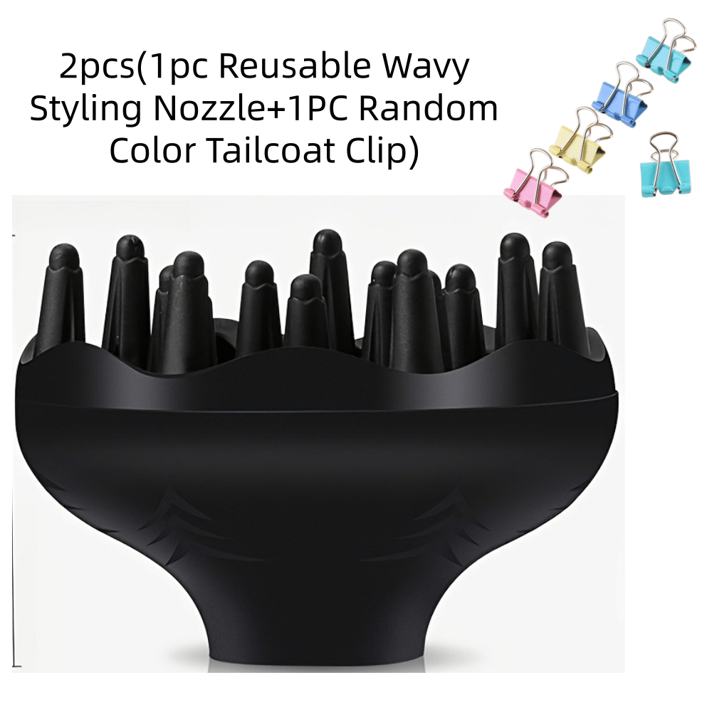 TEMU 2pcs (1pc Reusable Wavy Styling Nozzle And 1pc Random Color Tailcoat Clip) Integrated Nozzle And Diffuser, Hair Dryer Accessory, Curling And