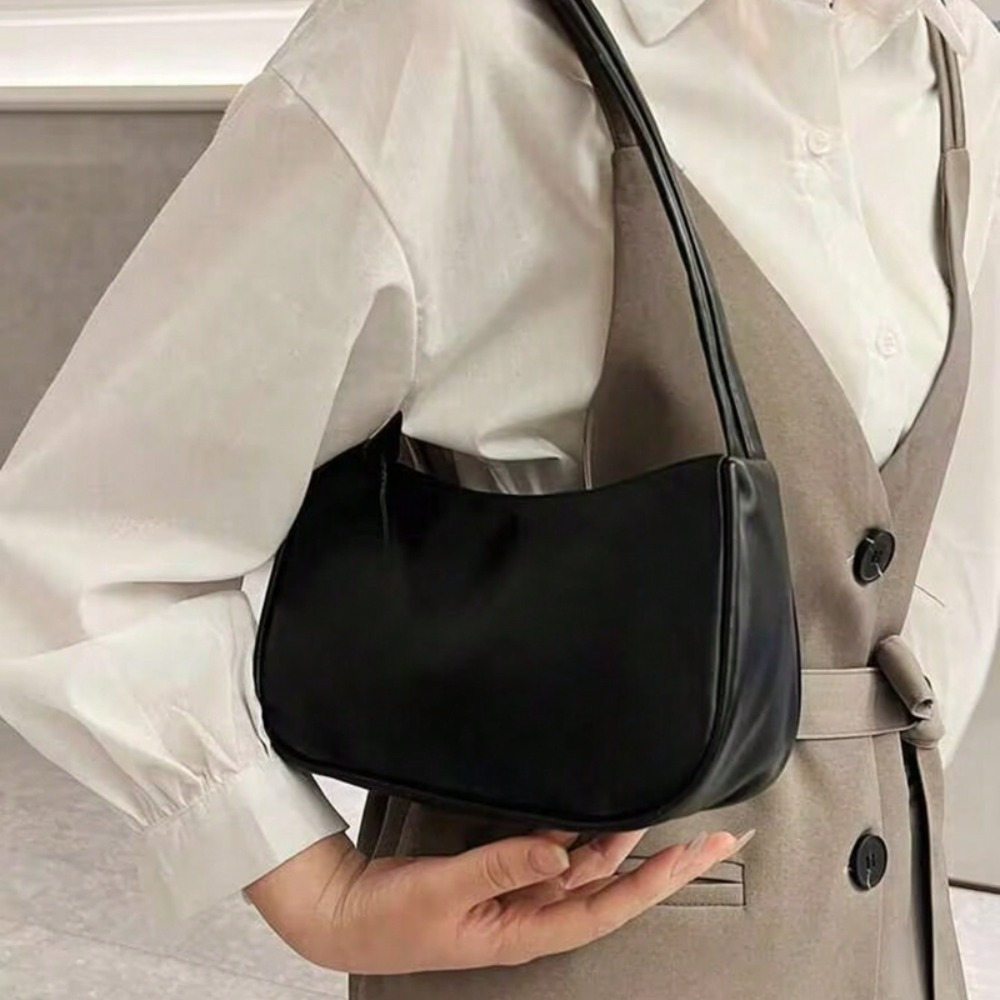 

Chic -shaped Shoulder Bag - , Zipper Closure, Top Handle Strap, Stylish Armpit Purse For Women, Purse