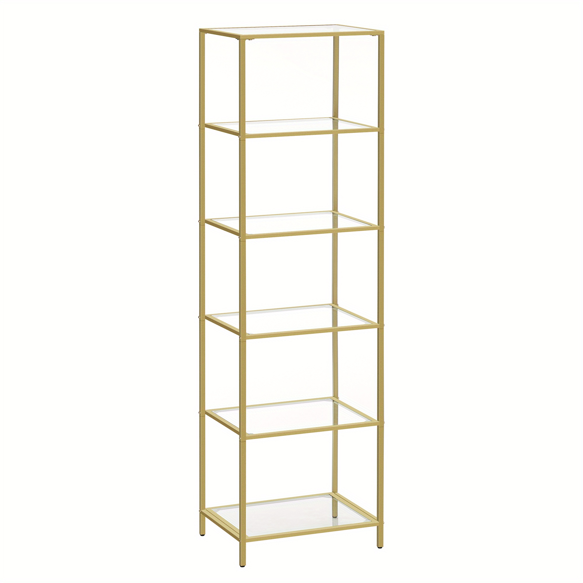 TEMU Corner Shelf Storage Organizer - 6-tier Slim With Tempered Glass Shelves, Space-saving Corner Storage Unit For Bedroom, Bathroom, Office