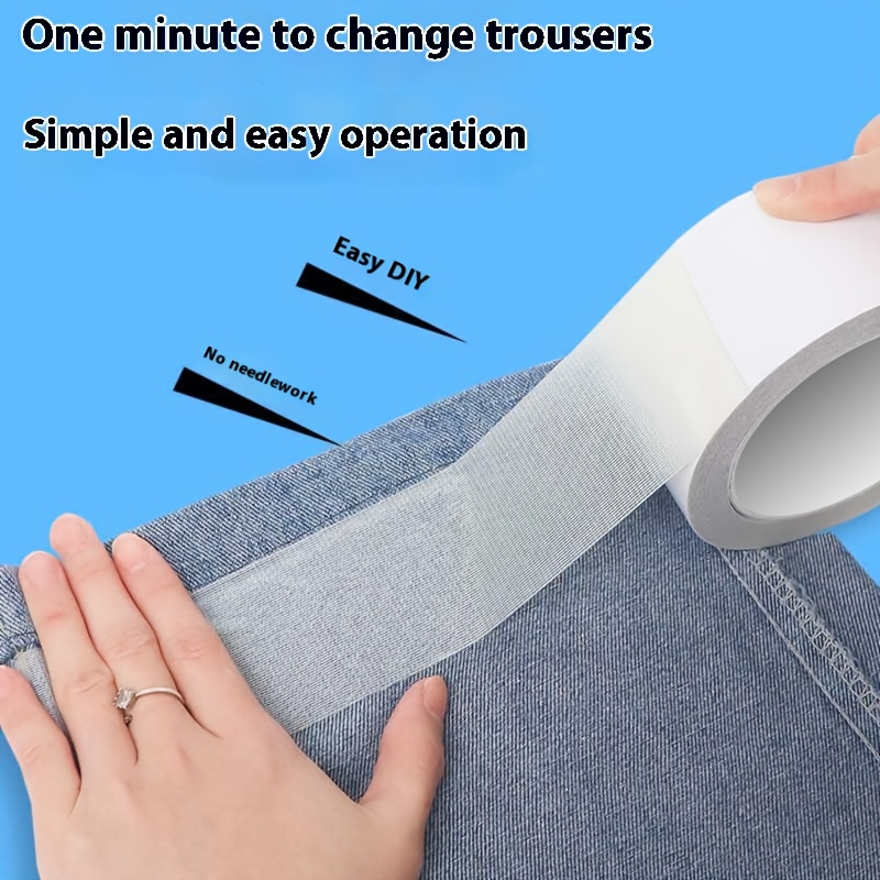 1 roll pants hem shortening tool no sewing no ironing fixed stickers self   pants leg stickers clip hem   too long adjustment
