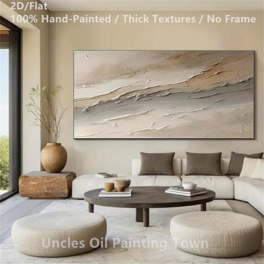 Hand-Painted Abstract Wall Art - Thick Textures, Vibrant Colors, Frameless Modern Canvas Painting for Living Room, Bedroom, Study - Unique Contemporary European & American Style Home Decor, Large Murals, Aesthetic Room Accent, Bedroom Artwork, Minimalist Design, Highquality Finish, Textured Artwork, Interior Designers, 2D Flat