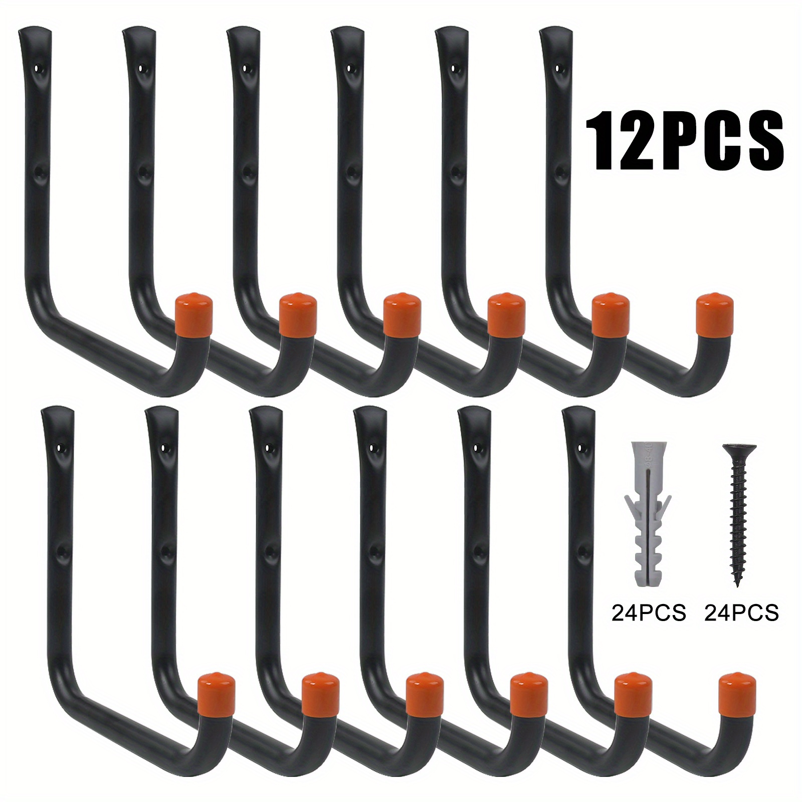 12pcs Garage Hooks Utility Ladder Hooks Wall Mounts Hanger Bracket Bike Chair Hose Garden Tools Storage