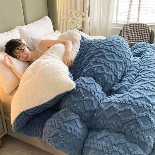 couette de luxe ultra-moelleuse en velours - couette matelassée épaisse et lourde surdimensionnée, convient pour - couvre-lit, dhiver douce et chaude avec rembourrage -déplacement, couverture douillette et hypoallergénique pour