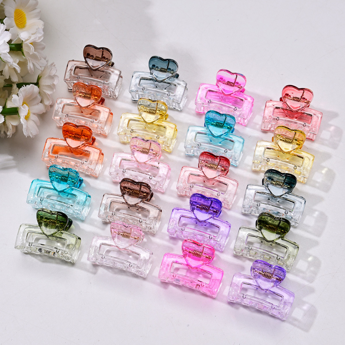 TEMU 20 pinzas para el cabello cuadradas con forma de transparente, popular, coloridas, para flequillo lateral, horquillas para trenzas y recogidos