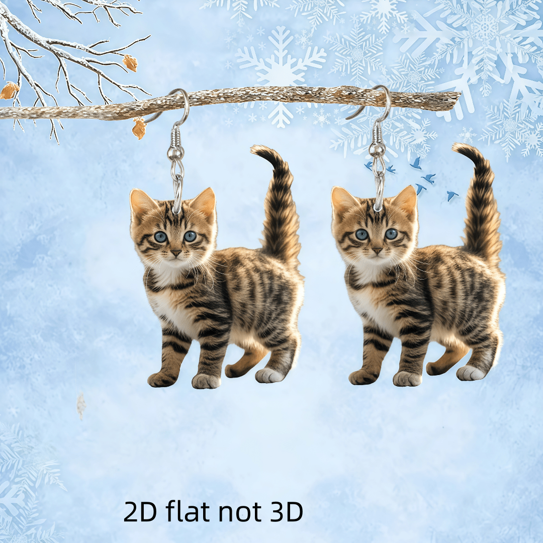 TEMU A Pair Of Cat Shaped Ear Rings. Earrings Are Cartoon, Graphic Rather Than 3d. Earrings Are Sweet , Full Of Natural Atmosphere, Suitable For The