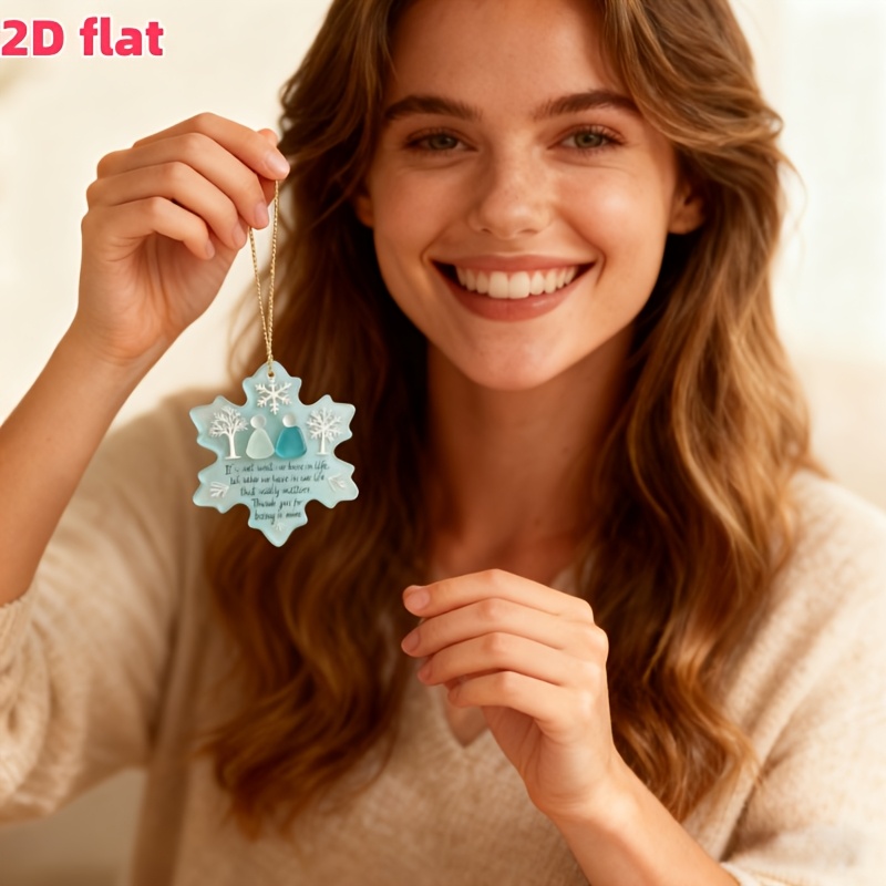 TEMU 6pcs - 2d Flat Christmas - New Year - Valentine's Day Snowflake Friendship Decorations - Acrylic Friendship Heart Ornaments With Inspirational