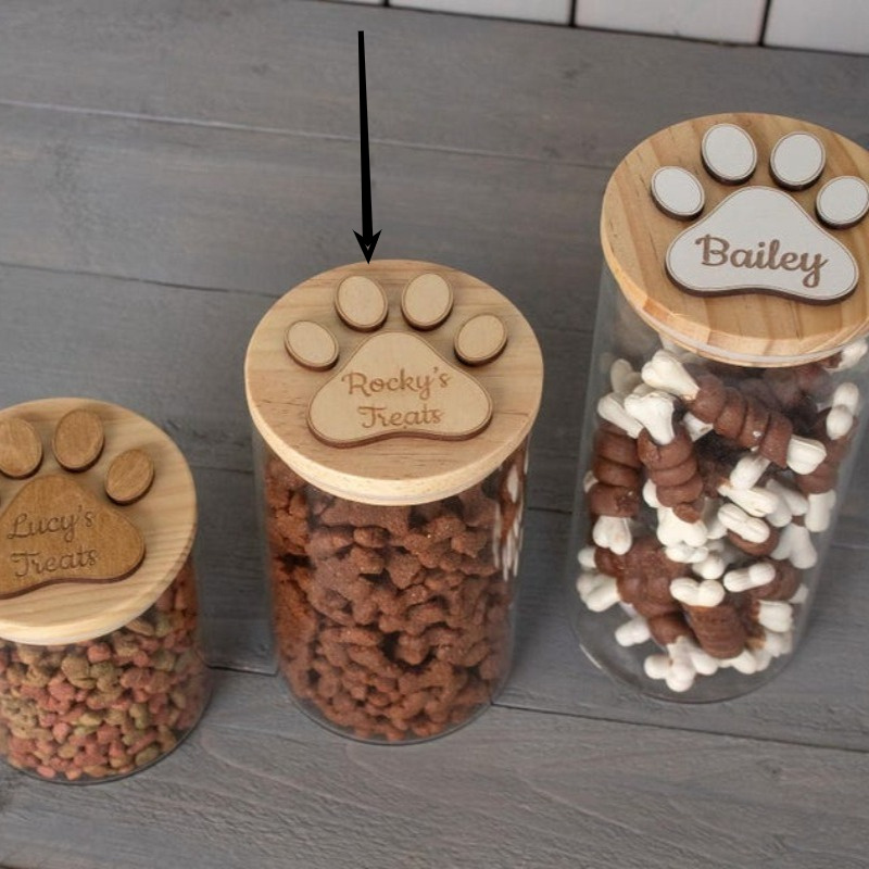 TEMU Custom Dog , Glass Storage For Pet Treats, Engraved Container For Dog Treats