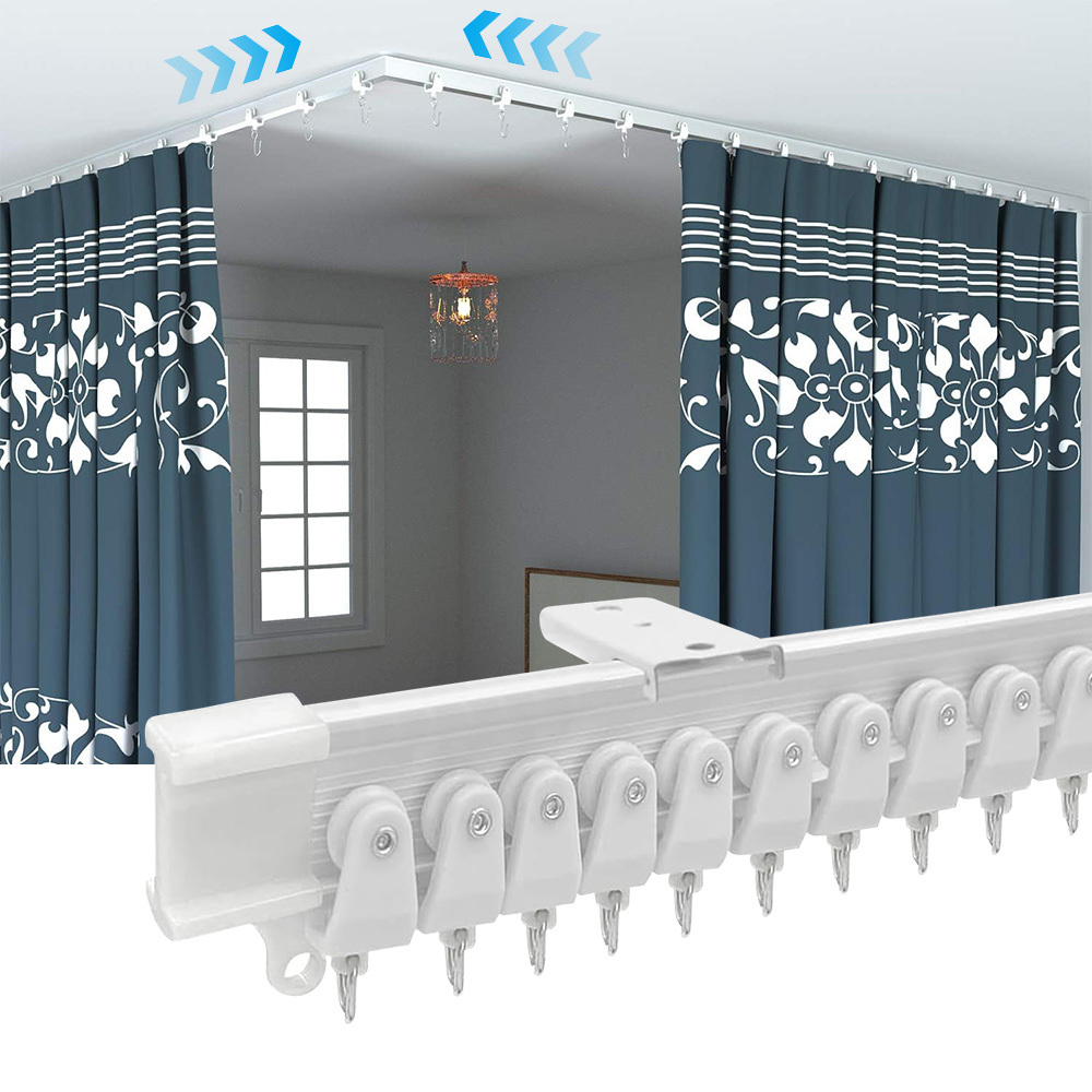 5m White Flexible Curtain Track Silent Sliding Rail Ceiling Wall Mount Set