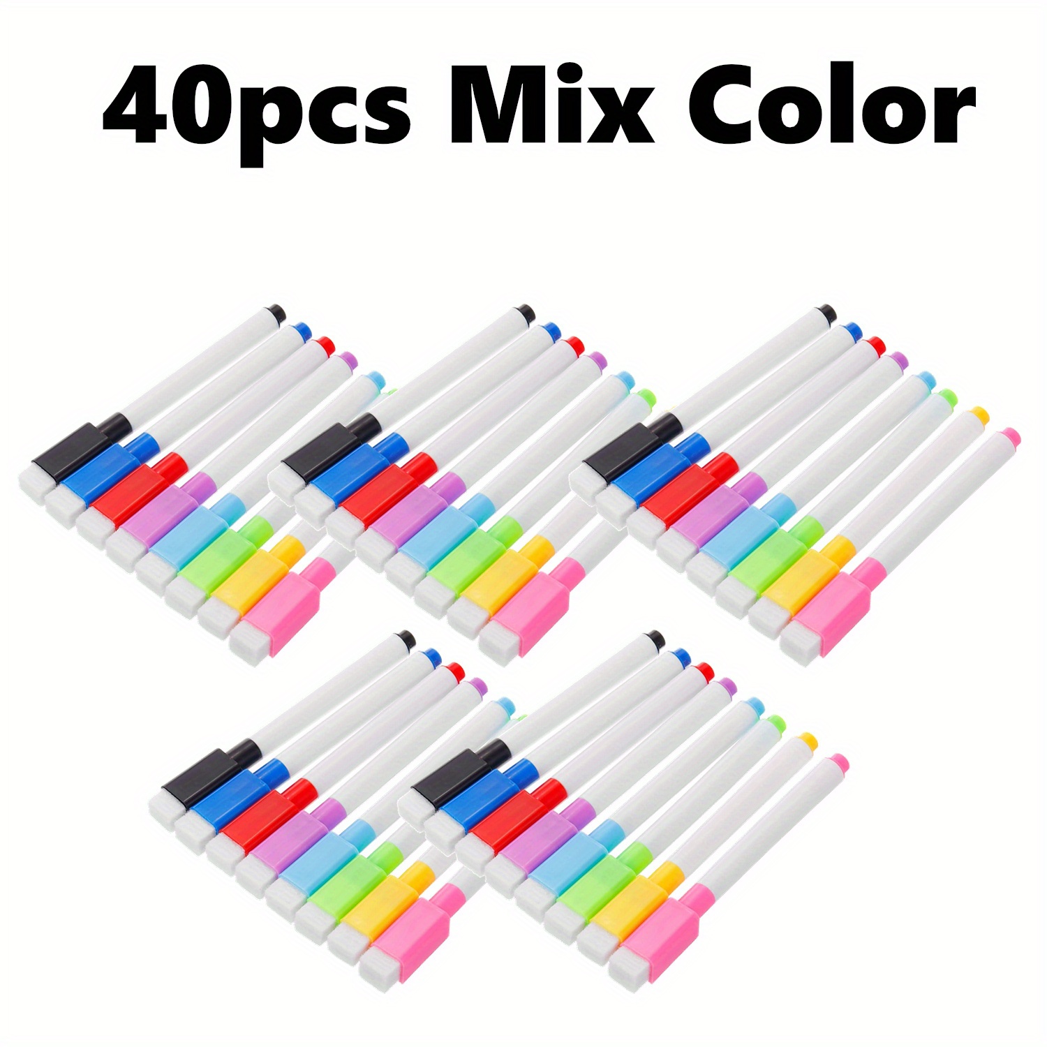 TEMU 40 Stylos Magnétiques pour Blanc - Pointe Fine, 8 avec Embouts Effaçants, Idéal pour Enseignants, de Classe, Bureaux, Maisons - Compatibles avec