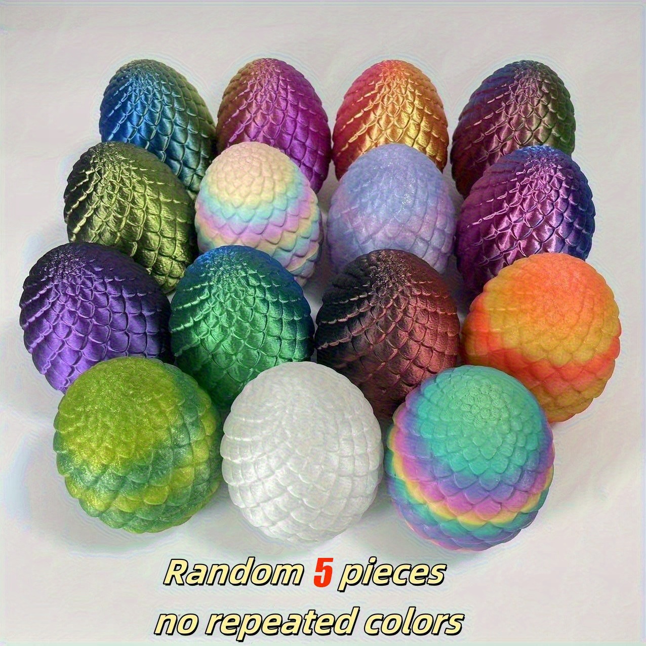 TEMU 5pcs Random Color 3d Printed Dragon Egg Set, Including10cm Dragon Egg + 30cm Dragon, Colorful Eggshells, Perfect For Home Decoration, Parties,