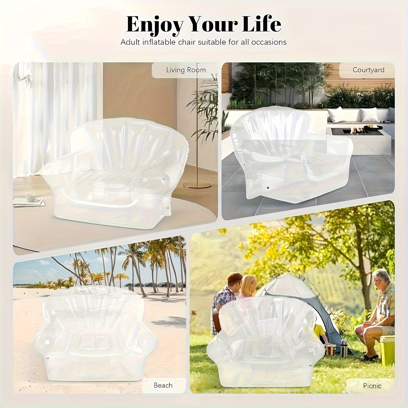 Extra Large Transparent Sofa - Holds 200 Dolls, Heavy-Duty PVC Folding Storage Chair with Space-Saving Modular Design for Doll Photography, Collectors, Home/Office/Camping/Beach Use - Easy-to-Clean Lightweight Furniture, Collector's Edition Durable Plastic Outdoor Seat, Sturdy Structure, Versatile Home Organizer
