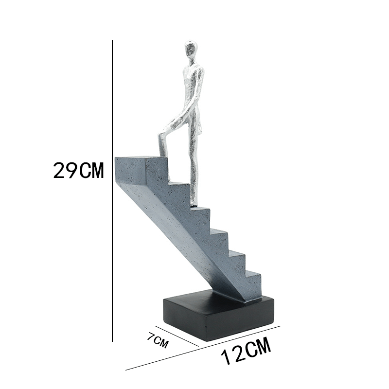 Collectible Architectural Climbing Staircase Figure Statue - Resin Miniature Stair Ornament Suitable for / Use, Multi-Room Decor with Ascending Steps, Modern Tabletop Display for Home, Office, Balcony Decoration