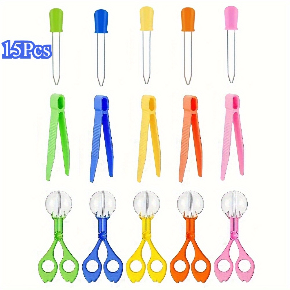 Image of 15 Science Exploration Kits, Including 5 Shovels, 5 Tweezers, And 5 Bug Traps - Fine Motor Skills For Sensory Learning, Outdoor/play & Stem Education (durable Handheld Tools)