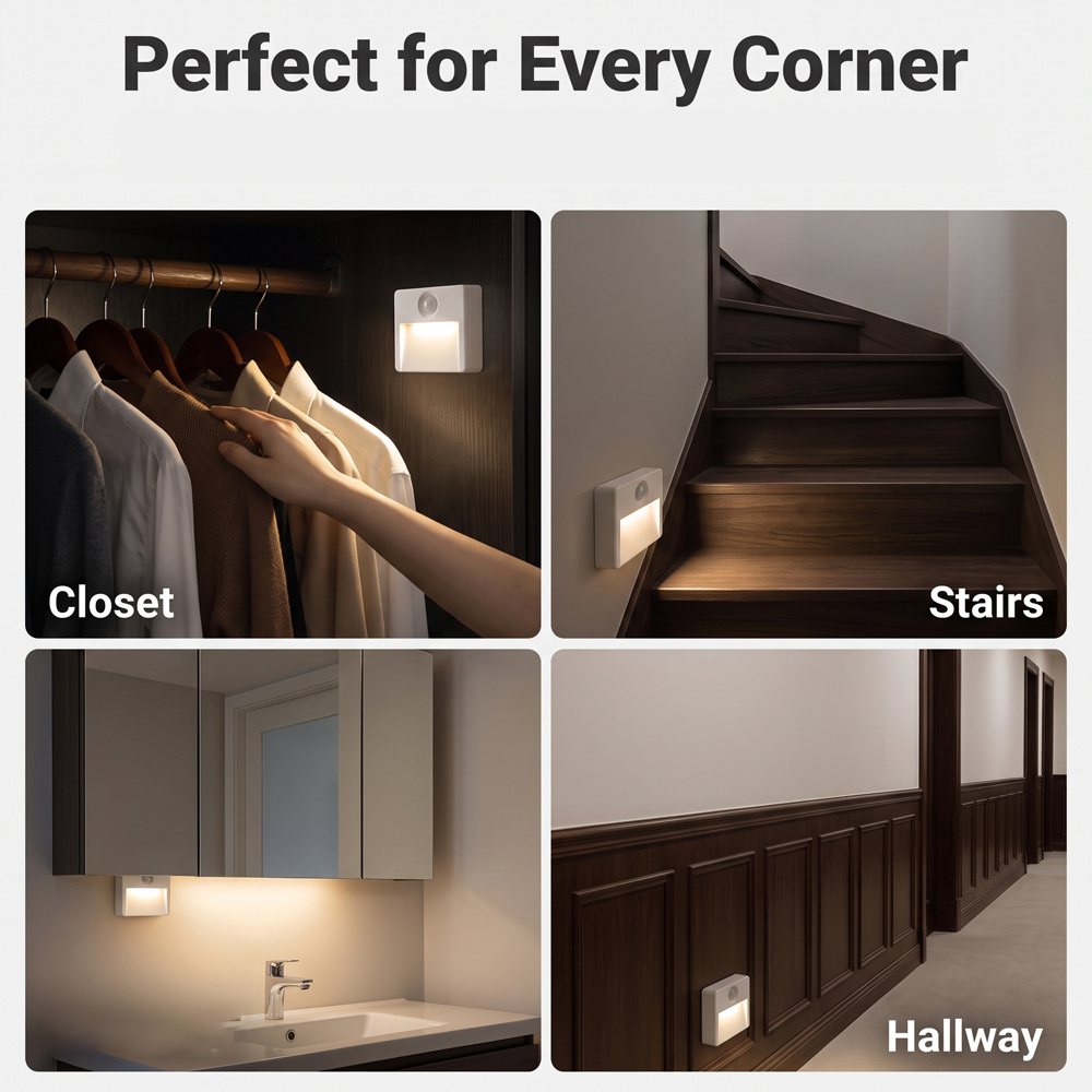 Smart Motion-Sensing Night Light with Dimmable Cabinet Light
