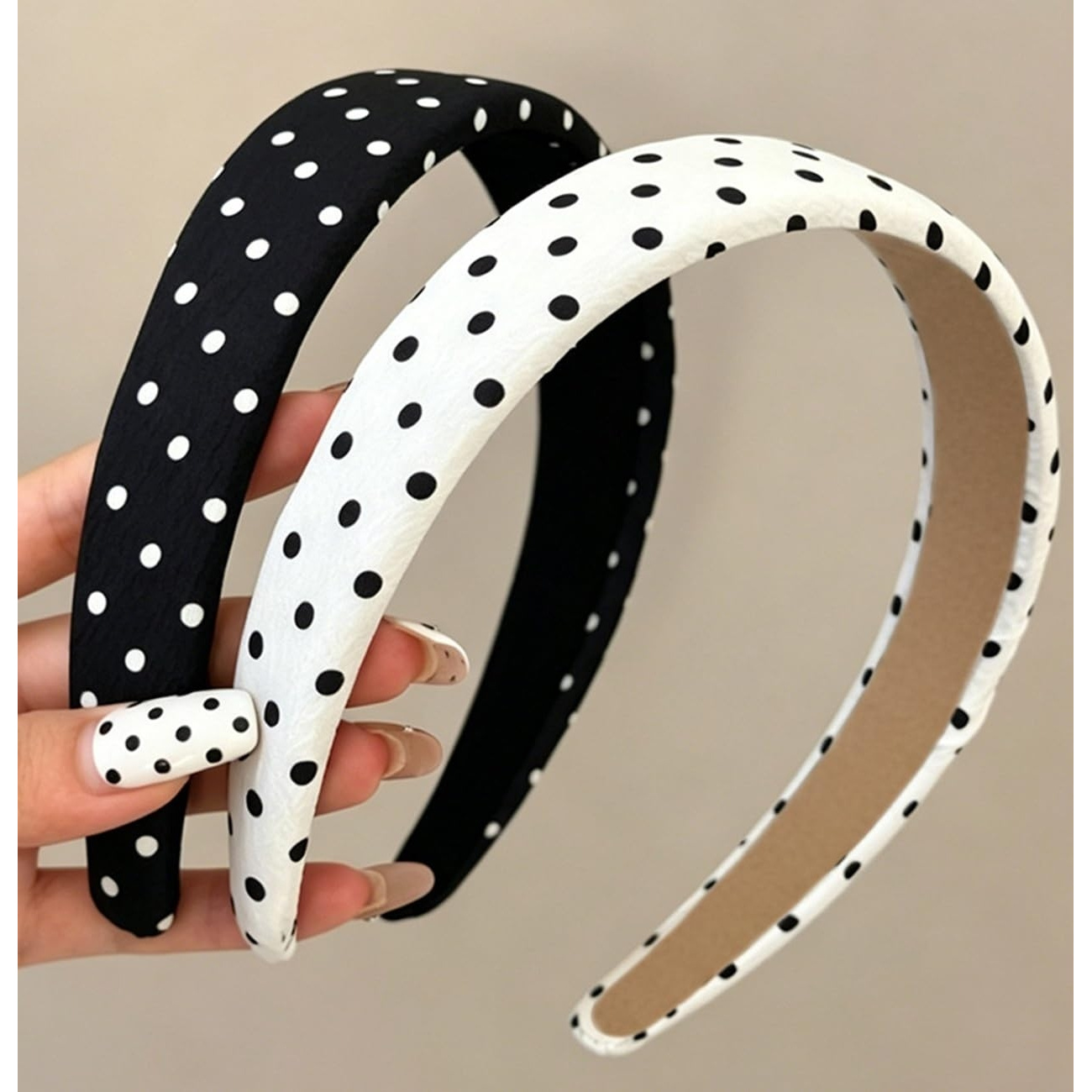 2pcs Polka Dot Women's Anti-slip Headband: Plastic Wide Headband 1 Inch, Cute Padded Headband Suitable For Girls' Trendy Hairstyle Additions