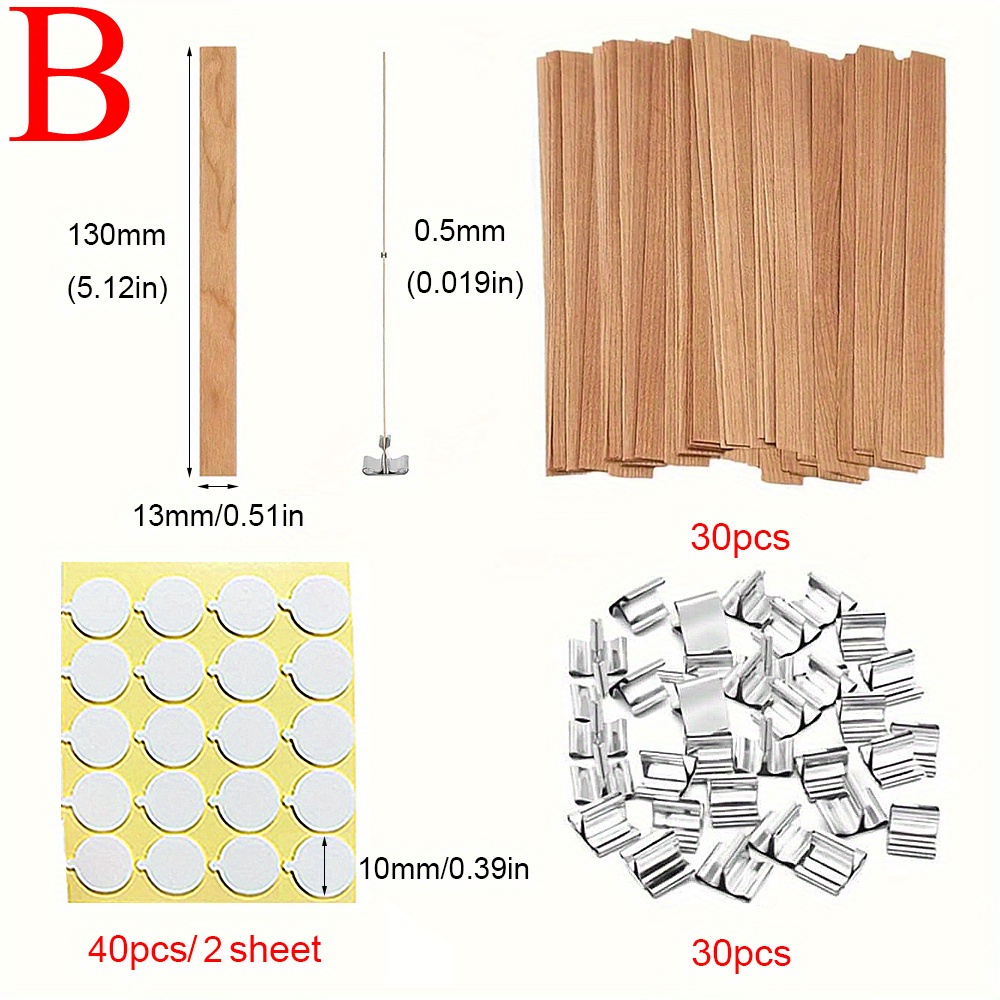 TEMU 100pcs Candle Making Kit Including Natural Wooden Wicks Metal Holders Suitable For Handmade Diy Candle Making Tools