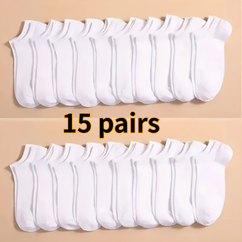 TEMU 15-pair Random Color Summer Universal Solid Color Low-cut Invisible Socks, Breathable And Sweat-absorbent, Comfortable And Non-slip, Essential