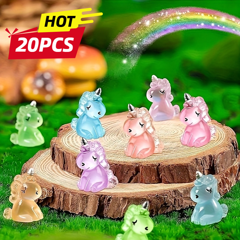 

20pcs Garden Unicorn Figurines, Resin Fairy Tale Miniatures For Diy Moss Landscape, Dollhouse Decor, Party Favors, No Electricity Needed, Fairy Garden Accessories