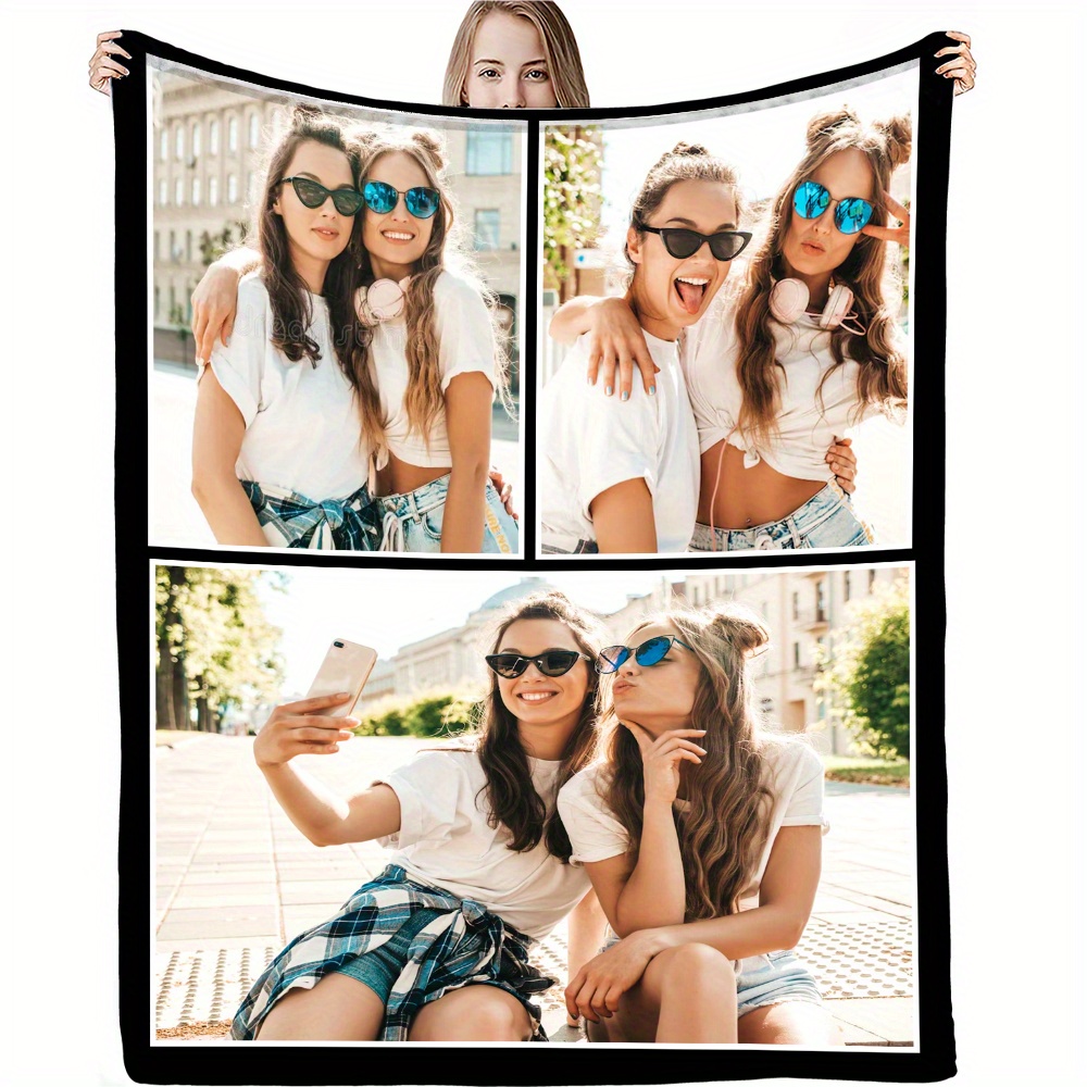 

Personalized Flannel Throw Blanket With Your Photo & Name - Soft, Warm, And Cozy For Couch, Bed, Office, Or Travel - Perfect Gift , Family, And