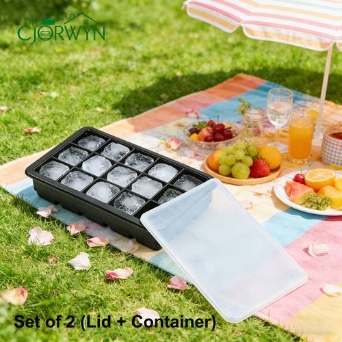set of 2 lid container silicone cube of ice tray cube of ice tray with lid for small meal prep ice trays for freezer ice molds for easy removal suitable for soups desserts