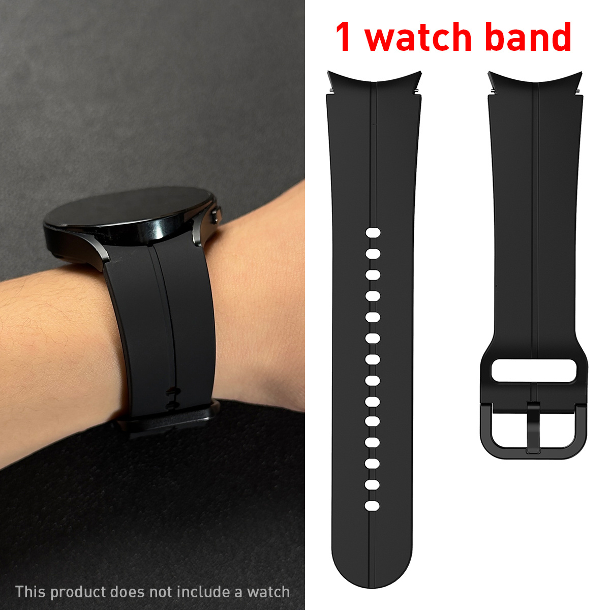 E-shop Ein schlichtes, einfarbiges Silikonarmband, passend für Samsung Watch 4/5 Pro/6/7/Fe, kompatibel für Damen und Herren.