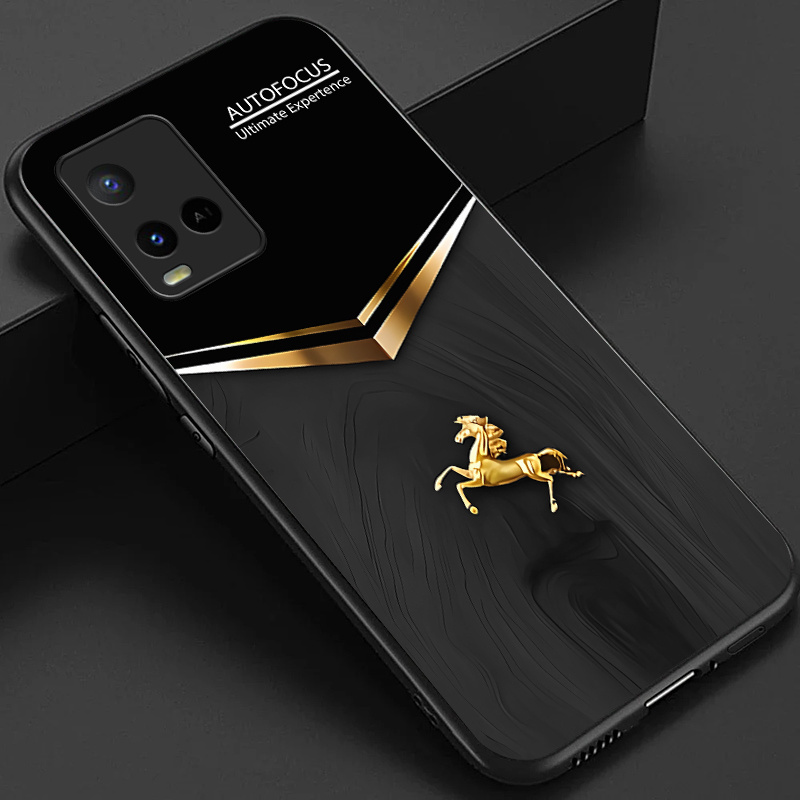 TEMU Custodia per telefono: Custodia per vivo Y21 Y21S Y21T Y33S Y33T T1X, Colori multipli e motivo dorati, posteriore in vetro lucido elegante,