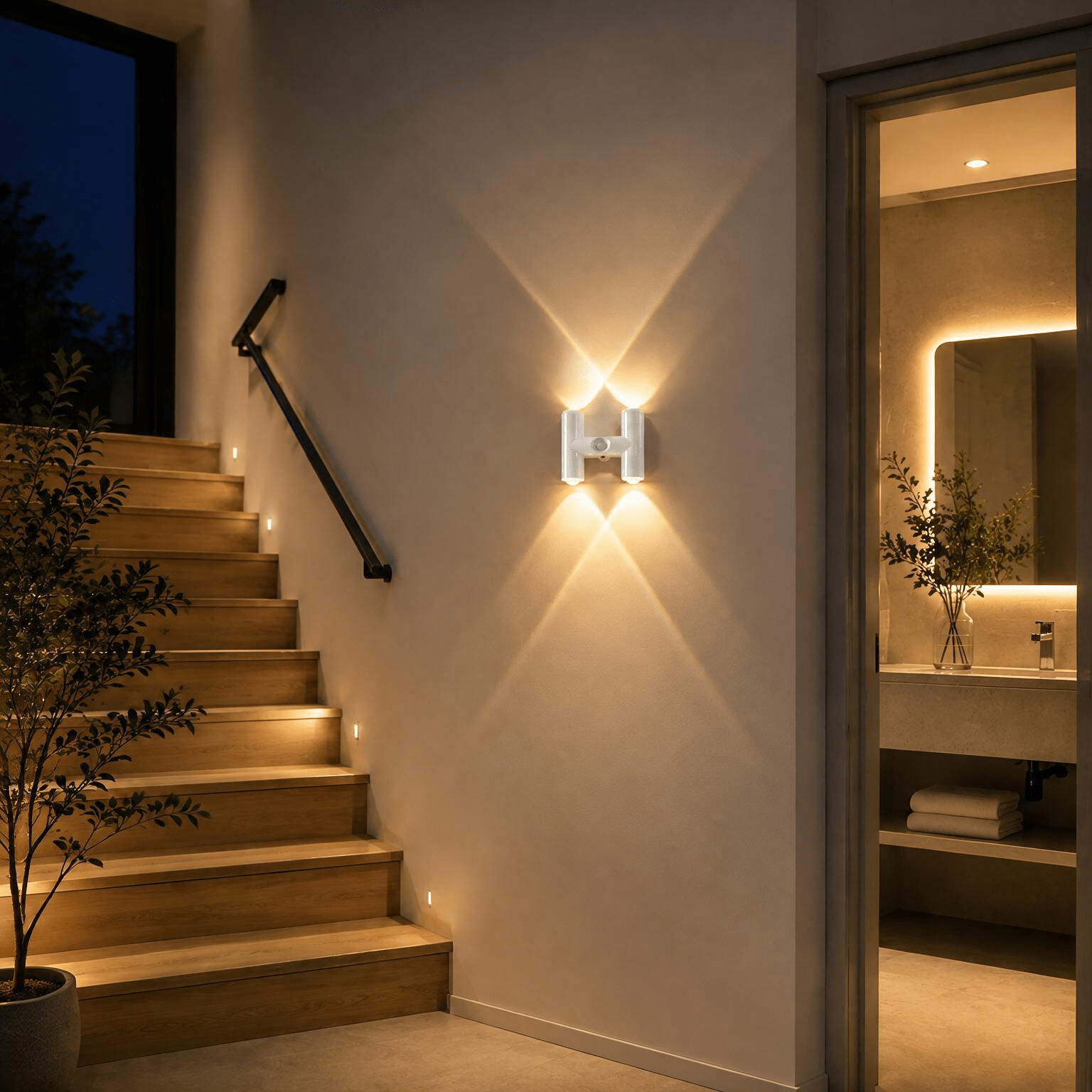 TEMU 2pcs Led Wall Light With Sensor, Modern Height-adjustable Design, Suitable For Indoor Lighting In Bedrooms, Living Rooms, Staircases, And