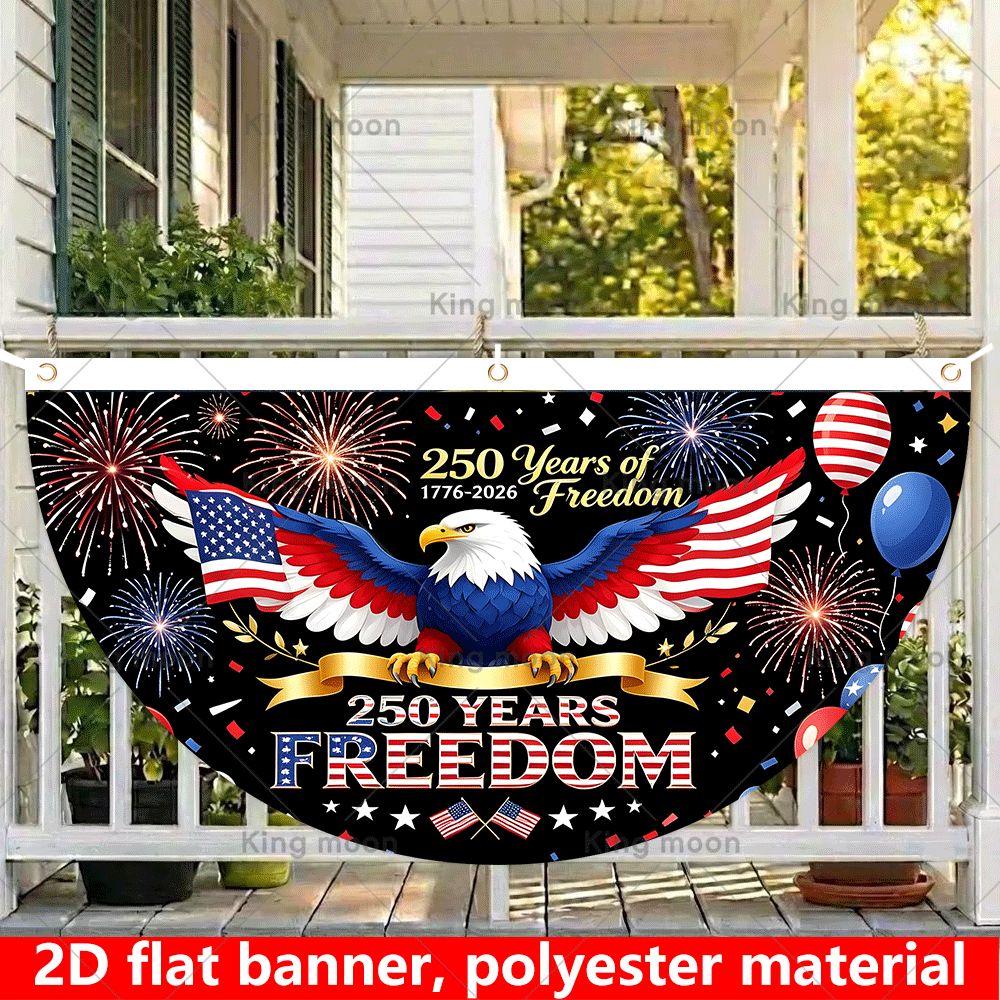 2d flat 2d flat banner 1pc american   party semicircular banner 90x45cm 250 years of   themed   with fireworks and confetti pattern great for festive   parties 2d flat