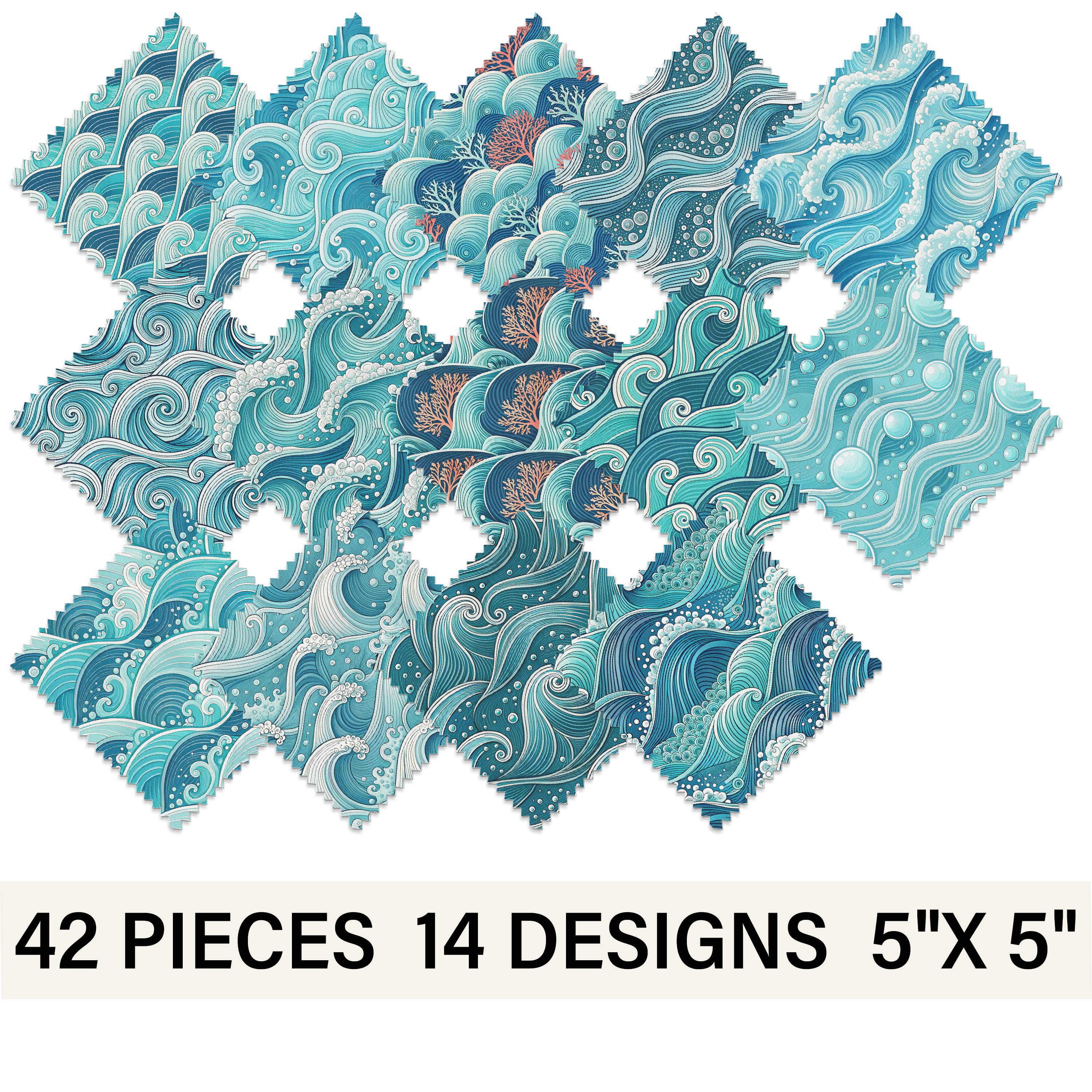 TEMU Pack de 42 pièces de charmes nautiques en tissu pour bricolage - 14 prédécoupés de et de en dégradé des profondeurs , 3 pièces de chaque, thème