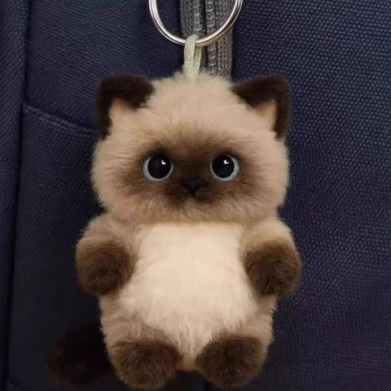 TEMU New Siamese Cat Fashion Ornaments, Daily Bag Accessories, Exquisite Kitten Pendant Design, Wear-resistant And Durable, Simple Commuter Keychain,