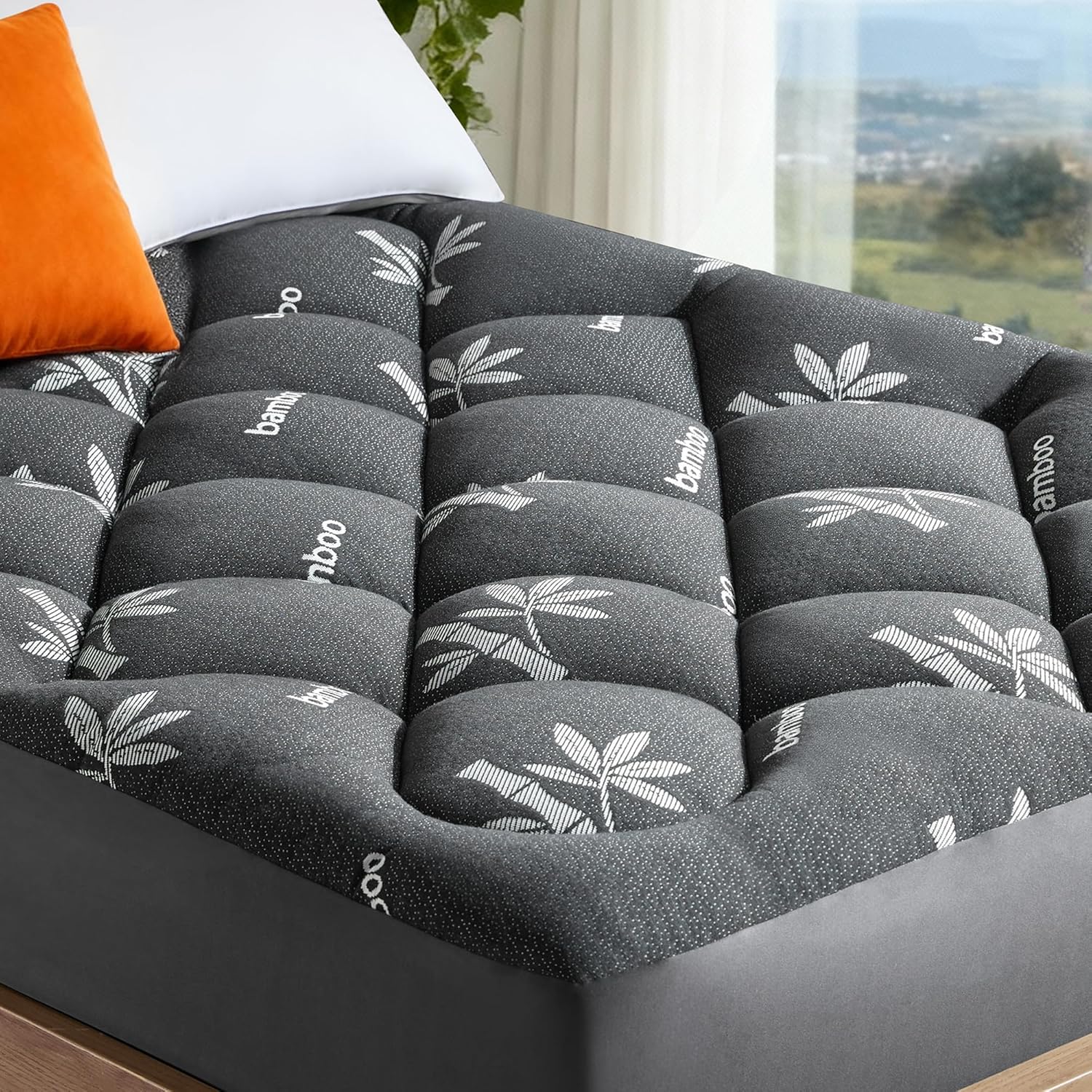 TEMU Surmatelas en Bambou - Housse de Matelas en Viscose à Poche Profonde - Surmatelas Doux et Confortable