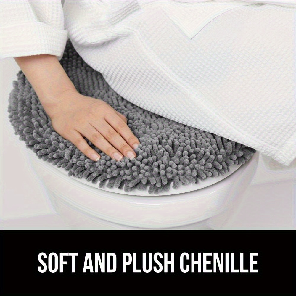 stretchable home bathroom ultra soft non slip mat set for toilet seat cover details 3
