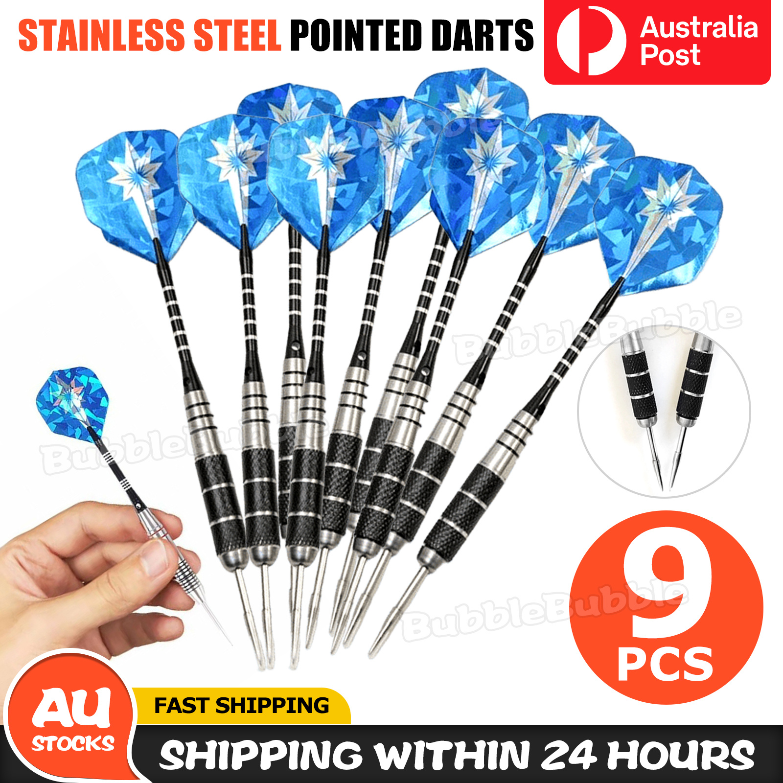 TEMU 9pcs Stainless Steel Tip Darts Aluminum Blue Bubbleglobal