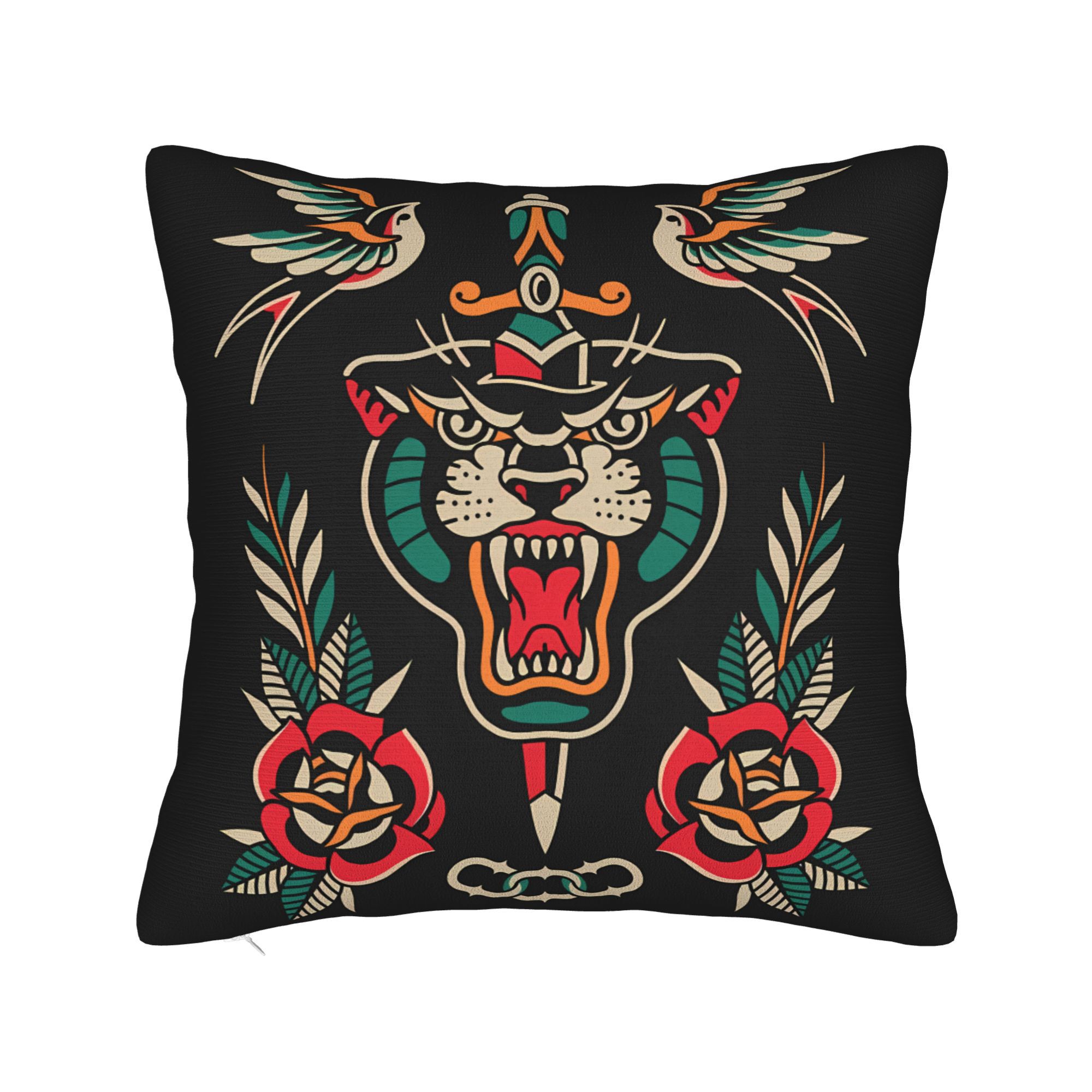 TEMU per cuscino 2D piatta - Design stampa 2D, motivo tatuaggio, per , copricuscino decorativo con stampa , lavabile in lavatrice con chiusura a zip