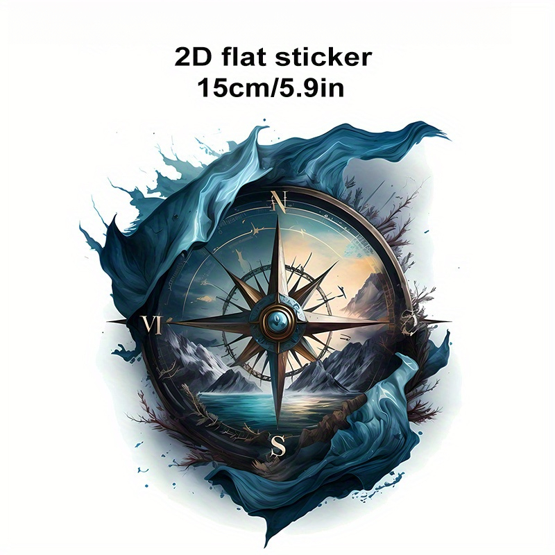 Image of 1pc Car Decal Is Just A Pattern Sticker, Compass Sticker, Suitable For Car Rear, Motorcycle Surfaces, Trucks, Laptops, Windows, Cups, Walls, Glass, Metal, Ceramic Surfaces, Single-use, Waterproof