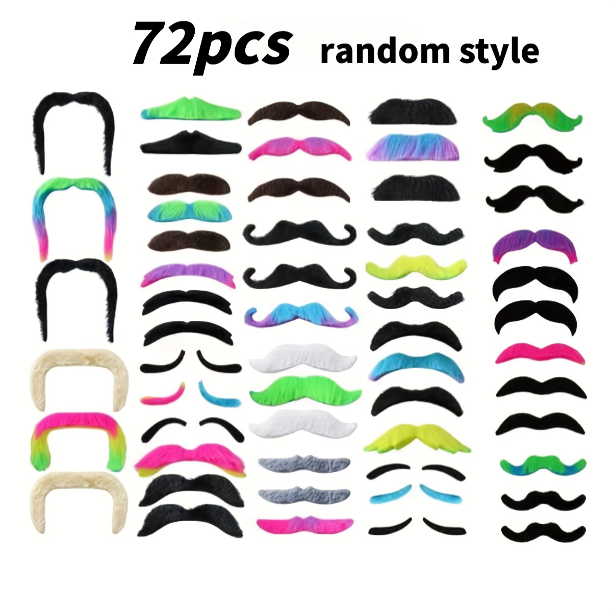 TEMU 72pcs Dbsolrra Fake Mustache Prop Set Suitable For Parties, Costume Games & Icebreaker Parties - Of Random Style Mustaches For, Themed Events,
