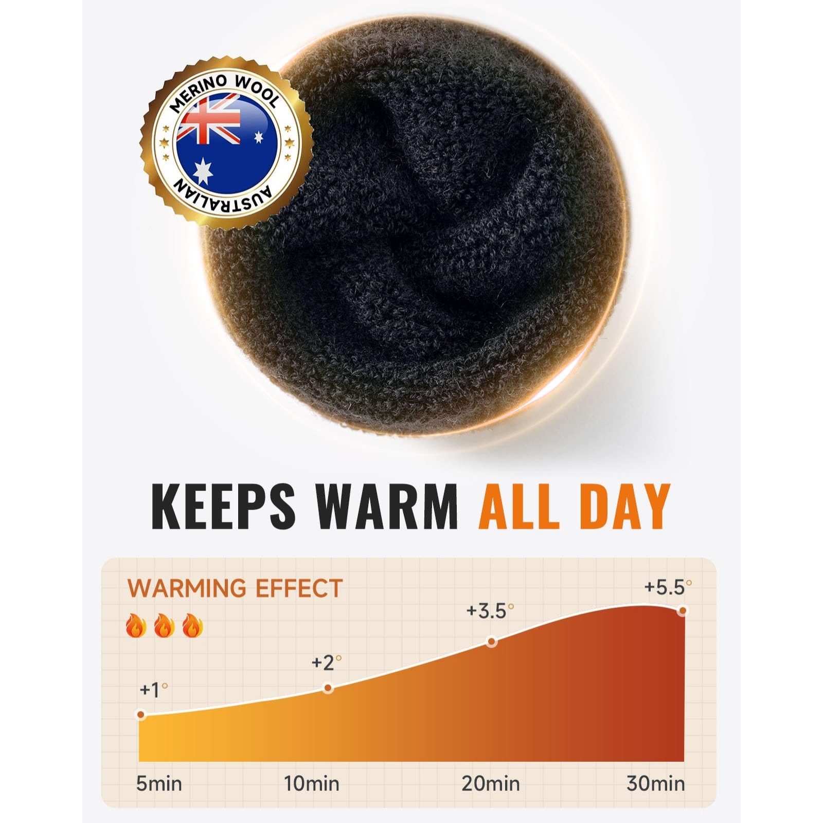 3 Pairs Men's Merino Wool Socks for Winter Activities