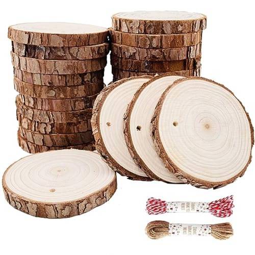 unfinished natural wood wood coaster pieces craft wood kit predrilled with hole wooden circles great for arts and crafts christmas ornaments diy crafts rustic wedding